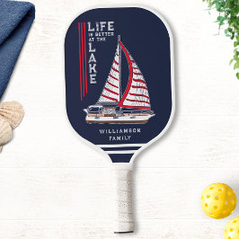 Modernes Nautic Navy Blue Family Lake House Pickleball Schläger