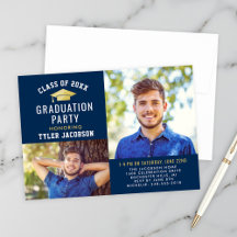 Modernes Navy and Gold 2025 Foto Graduate Party