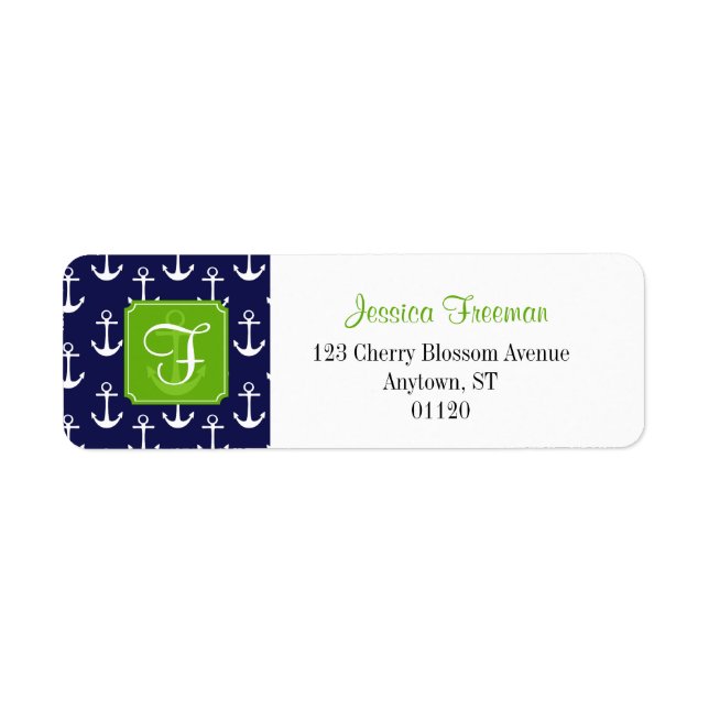 Modernes Navy Blue Anchors Muster Personalisiert (Vorne)