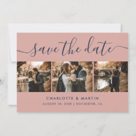 Modernes Navy Blue and Blush Wedding Foto Save The Date