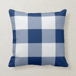 Modernes Navy Blue Buffalo Karierter Karo Muster Kissen