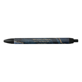 Modernes Navy Blue Gold Agate Marmorgeschäft Kugelschreiber