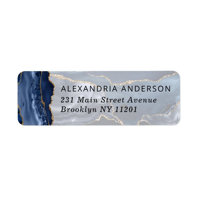 Modernes Navy Blue Gold Foil Marmor Wasserfarben A (Vorne)