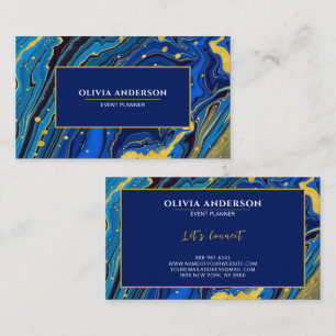 Modernes Navy Blue & Gold Marble Agate Abstrakt Visitenkarte