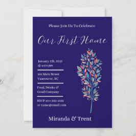 Modernes Navy Blue Housewarming Party Einladung