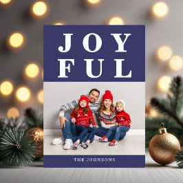 Modernes Navy Blue Joyce Foto Weihnachten