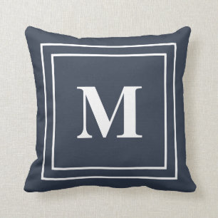 Modernes Navy Blue Monogram Kissen