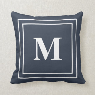 Modernes Navy Blue Monogram Kissen