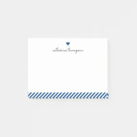 Modernes Navy Blue Stripe Herz Girl Hübsches Scrip