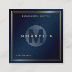 Modernes Navy Gold Monogram Beruflich Squash Quadratische Visitenkarte