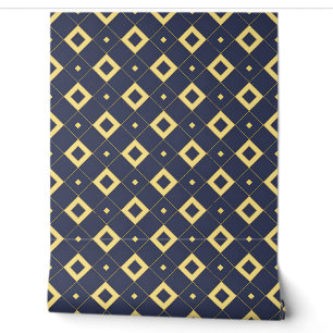 Modernes Navy- und Gold Diamond-Muster Tapete