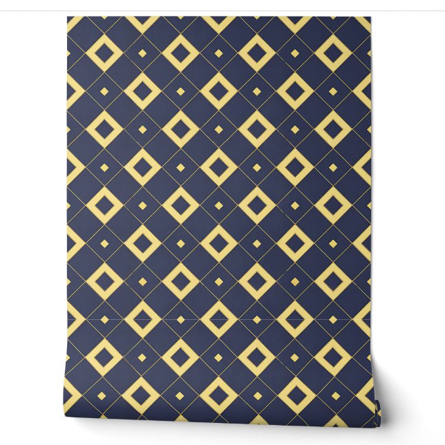 Modernes Navy- und Gold Diamond-Muster Tapete (Abrollen)