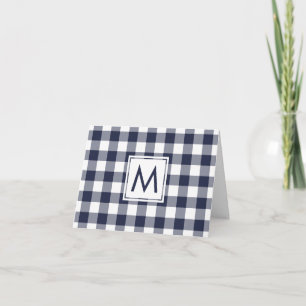 Modernes Navy White Buffalo Kariertes Muster Monog