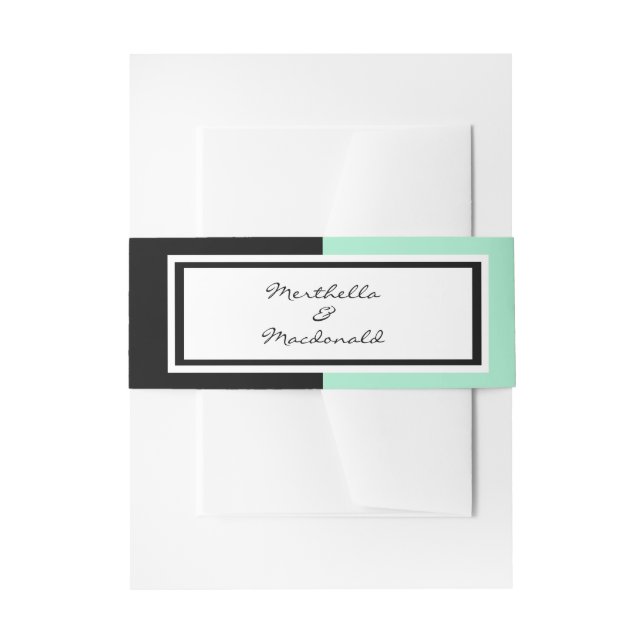 Modernes Neo Mint Black WEDING Einladungsbanderole (Vorderseite Beispiel)