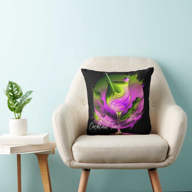 Modernes Neon Party Time Personalisiert Kissen (Stuhl )