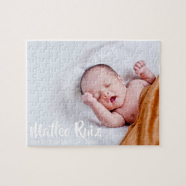 Modernes neues Baby Anreise Foto Script Minimal (Horizontal)