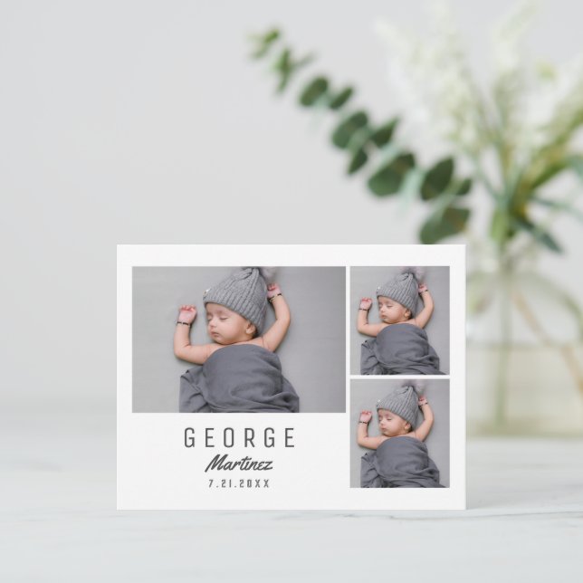 Modernes Neugeborenes Foto Einzigartige Kinderankü Postkarte (Stehend Vorderseite)