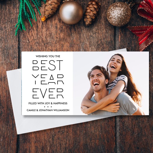 Modernes Neujahrsfest Foto Bestes Jahr Feiertagskarte (Von Creator hochgeladen)