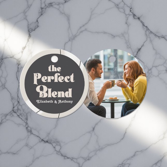 Modernes neutrales Boho Wedding Foto "Perfect Blen Geschenkanhänger (Modern Neutral "Perfect Blend" Boho Wedding Photo Favor Tags)