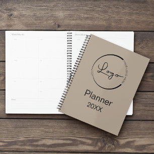 Modernes neutrales, braunes Minimalistisches Logo Planer