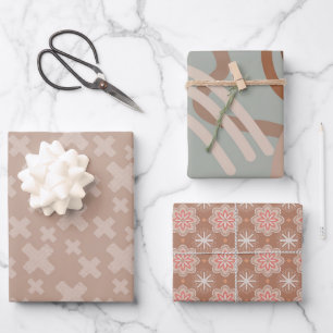 Modernes, neutrales geometrisches minimalistisches geschenkpapier set
