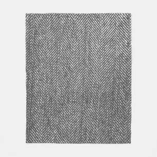 Modernes neutrales graues Fischgrätenmuster Fleecedecke