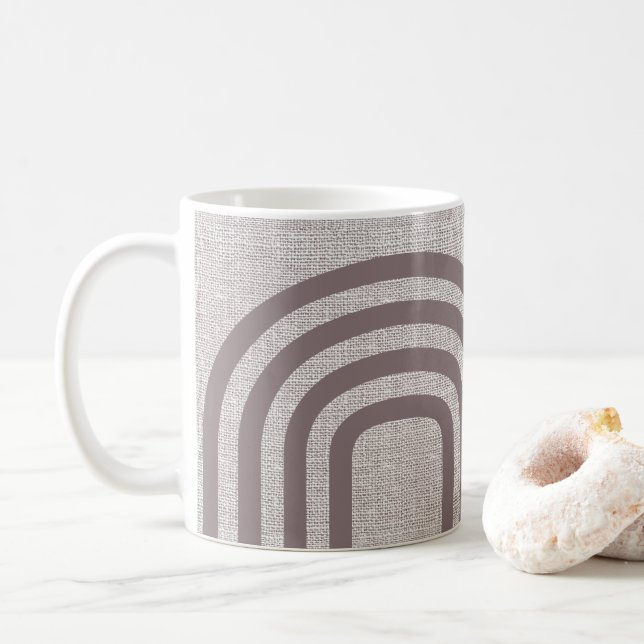 Modernes neutrales Linienmuster Kaffeetasse (Mit Donut)