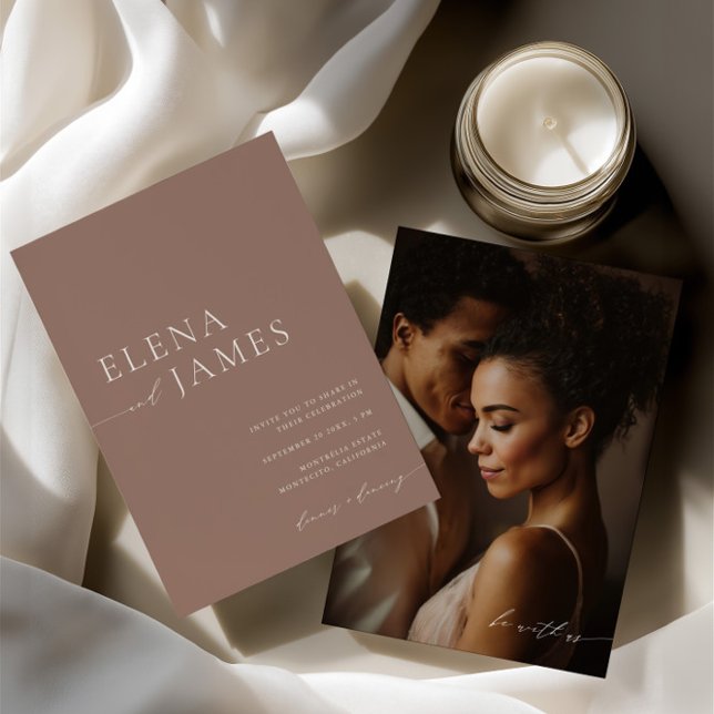 Modernes neutrales Mocha-Foto - Einladung zur Hoch (Modern Neutral Mocha Photo Wedding Invitation)