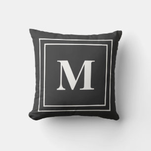 Modernes, neutrales Monogramm-Drehkissen Kissen