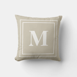Modernes Neutrales Tan Monogramm Kissen