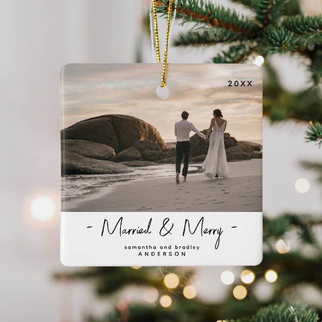 Modernes New Weds 1. Weihnachtsfest im Foto Keramikornament (Von Creator hochgeladen)