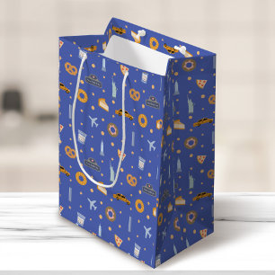 Modernes New York City Pattern Blau Mittlere Geschenktüte