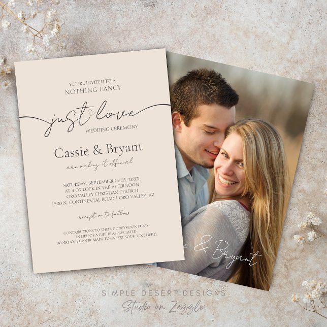 Modernes Nichts Extravagant nur Liebe Foto Hochzei Einladung (Modern Script Elegant Minimal Photo Wedding Invitation)