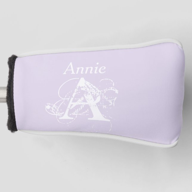 Modernes Niedlich Lavendel Golfer Lover Monogram Golf Headcover (Vorderseite)