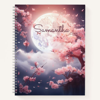 Modernes Niedlich rosa Aquarellblumen Personalisie Notizbuch
