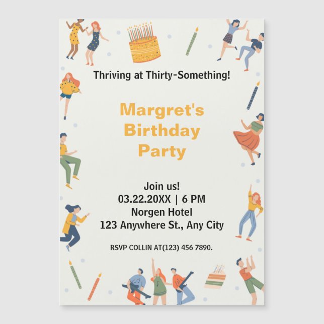 Modernes niedliche Geburtstag Party Magneteinladung (Vorderseite)