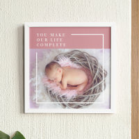 Modernes Niedliches Baby-Foto | Rosa und Weiß | An