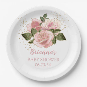Modernes Niedliches Floral Gold Baby Duschbad Aben Pappteller