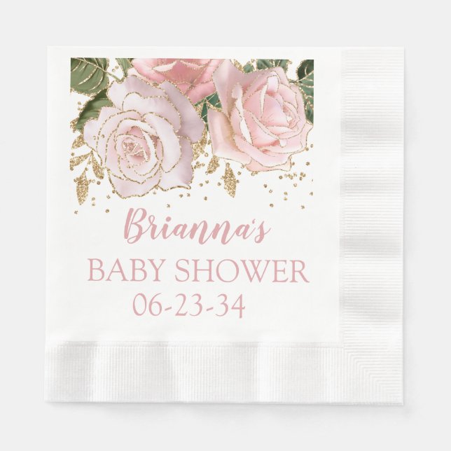 Modernes Niedliches Floral Gold Baby Duschbad Mitt Serviette (Vorderseite)