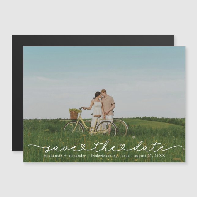 Modernes Niedliches Foto Save the Date Card Magnet (Vorne/Hinten)
