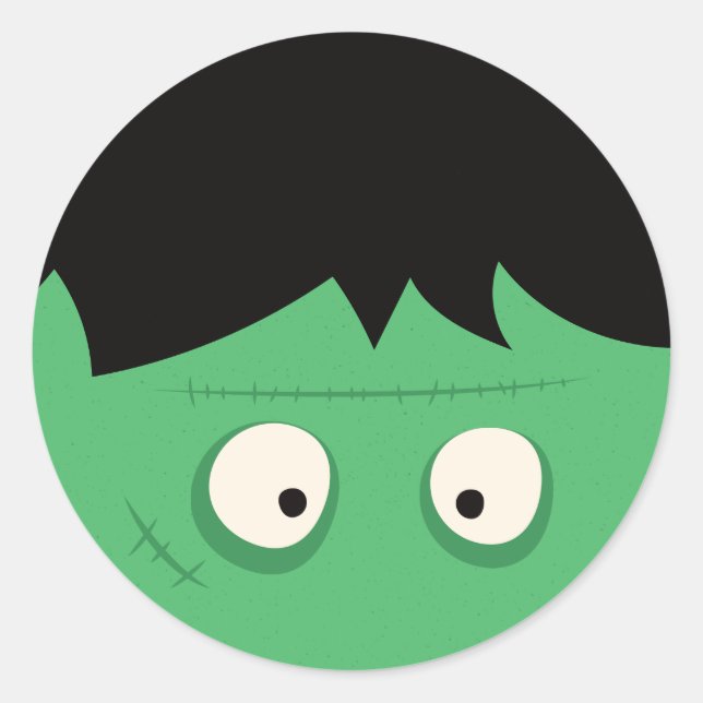 Modernes Niedliches Frankenstein Monster Halloween Runder Aufkleber (Vorderseite)