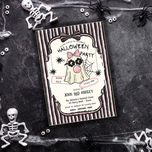 Modernes Niedliches Gespenst Halloween-Kostüm-Part Einladung (Von Creator hochgeladen)