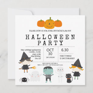Modernes, niedliches Halloween-Party mit Spaß Einladung