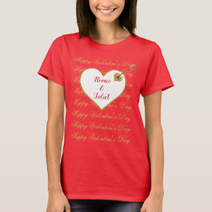Modernes Niedliches Herz Red Gold Xoxo Valentinsta T-Shirt