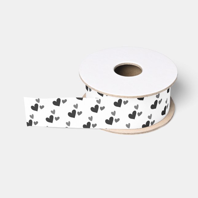 Modernes Niedliches monochromatisches Herzmuster Ripsband (Spule)