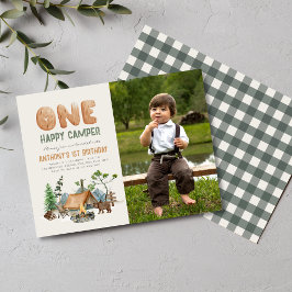 Modernes Niedliches One Happy Camper Foto 1. Gebur Postkarte