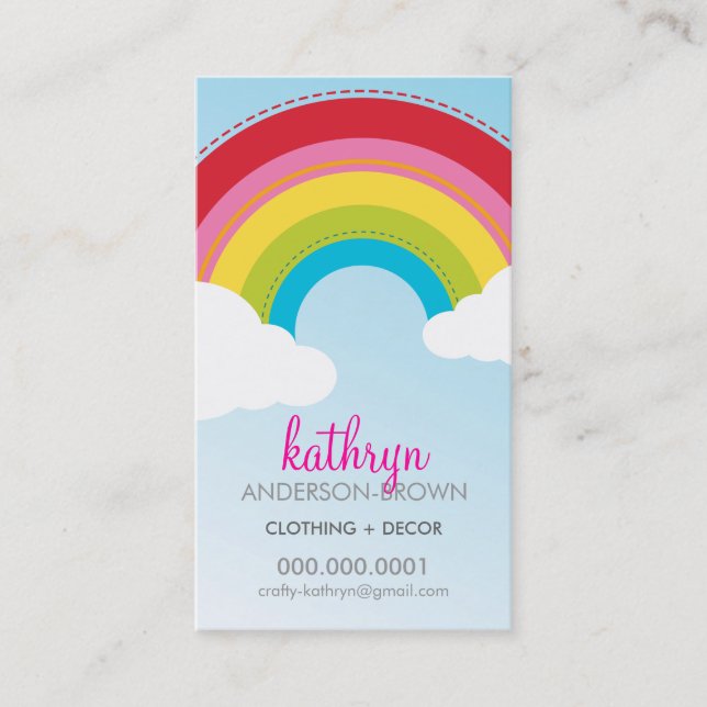 MODERNES NIEDLICHES RAINBOW-LOGO farbenfroher, hel Visitenkarte (Vorderseite)