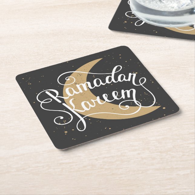 Modernes Niedliches Ramadan Kareem Business Rechteckiger Pappuntersetzer (angewinkelt)