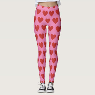 Modernes, Niedliches Rotherz-Muster in Rosa Leggings