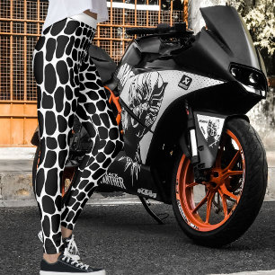 Modernes Niedliches Schwarz-weißes Stone Pattern G Leggings